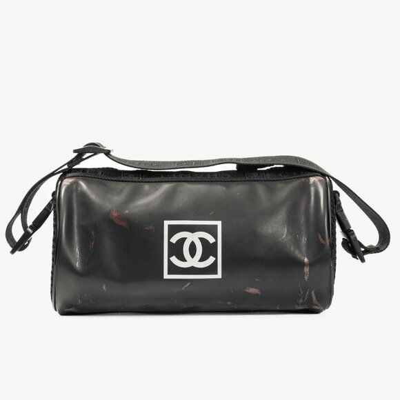 Chanel Sports Line Black Rubber Logo-Print Mini Duffle - Picture 4 of 13
